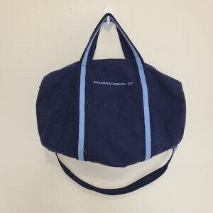 Scarborough & Tweed Canvas Duffle Banker Bag Blue Made in USA Embroidery